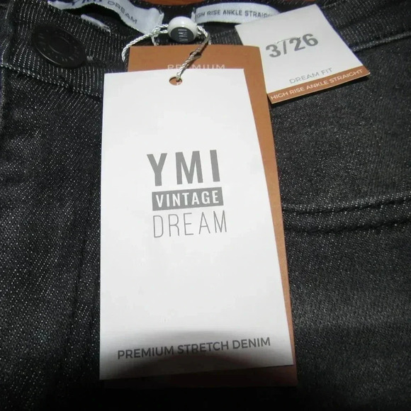 NWT YMI Vintage Dream Fit High Rise Ankle Straight Stretch Raw Hem Black Jeans 3 - Picture 6 of 7